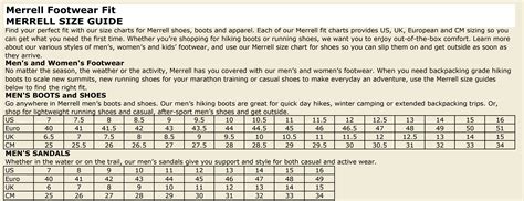 Merrell Sizing