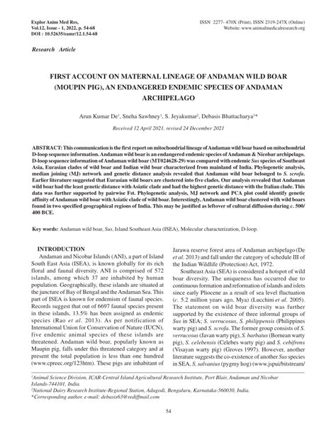 (PDF) First account on maternal lineage of Andaman wild boar (Moupin pig), an endangered endemic ...