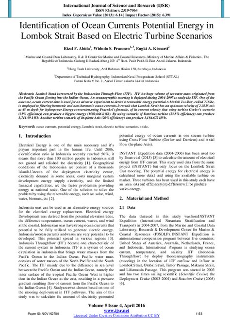 (PDF) Identification of Ocean Currents Potential Energy in Lombok ...