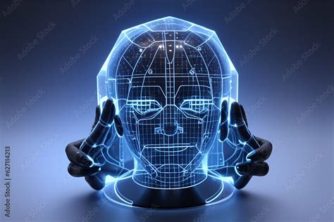 Hologram of artificial intelligence and virtual technologies. Generated ...