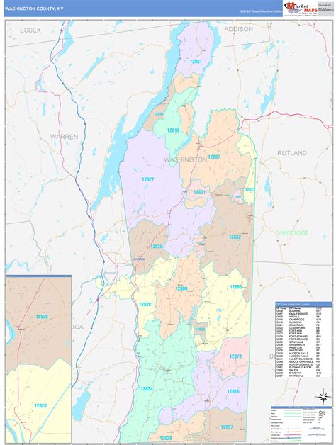 Washington County, NY Wall Map Color Cast Style by MarketMAPS ...