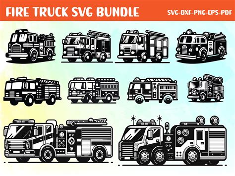 Fire Truck Silhouette SVG Bundle Graphic by Uniquemart · Creative Fabrica