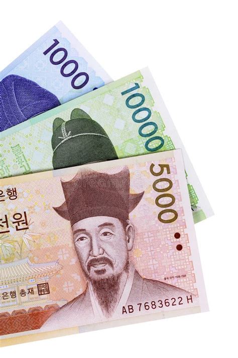 South Korea, Korean Won Currency Money Isolated On White Background ...