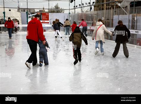 Temporary ice skating rink in Norwich Stock Photo - Alamy