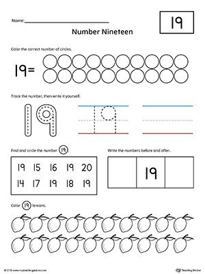 Number 19 Practice Worksheet | MyTeachingStation.com