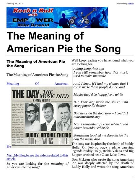 The Meaning of American Pie the Song