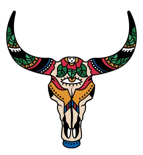 Wild west bull skull tattoo Sticker - VulgrCo