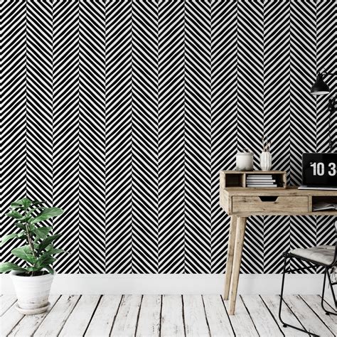 Chevron Pattern Wallpaper. Hand Drawn Style Chevron Pattern. | Etsy