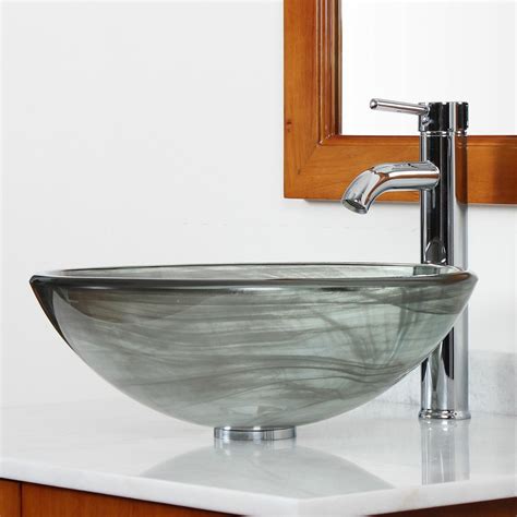 Double Layered Tempered Glass Bowl Vessel Bathroom Sink | Wayfair