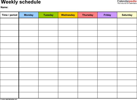 Google Doc Weekly Schedule Template