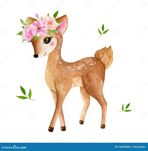 Cute Baby Deer Animal for Kindergarten, Nursery Isolated Illustration for Children Clothing ...