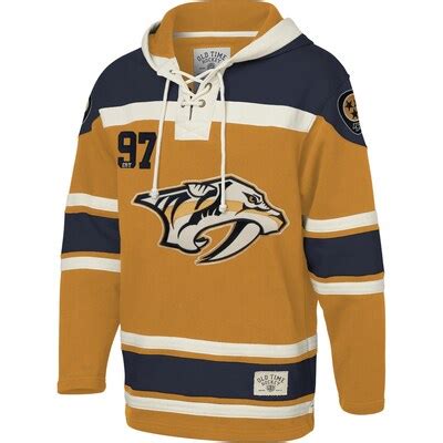 Old Time Hockey Nashville Predators Gold Lace-Up Jersey Hooded ...