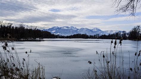 HD wallpaper: nature, landscape, snow, winter, lake, frozen lake, trees, clouds | Wallpaper Flare