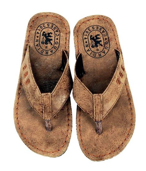 Guardian Brown Leather Flip Flops For Men Price in India- Buy Guardian Brown Leather Flip Flops ...