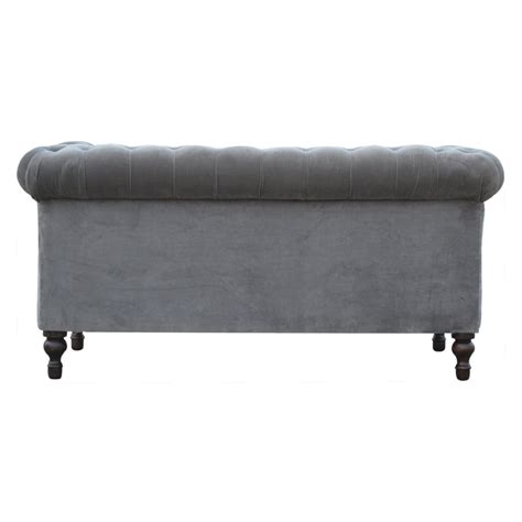 Grey Velvet Double Seated Chesterfield Sofa | The House Office