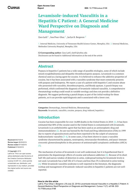 (PDF) Levamisole-induced Vasculitis in a Hepatitis C Patient: A General ...