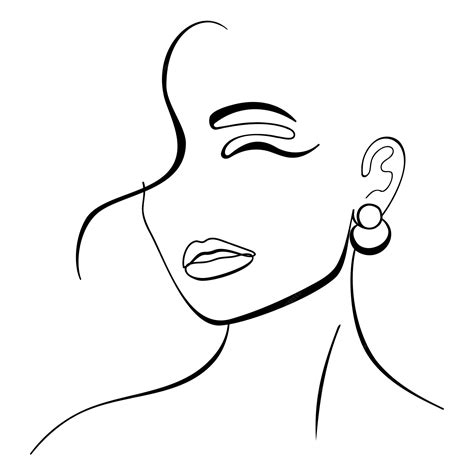 Premium Vector | Trendy fashion contour drawing lineart portrait of a ...