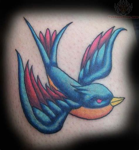 Yellow Beak Flying Swallow Bird Tattoo