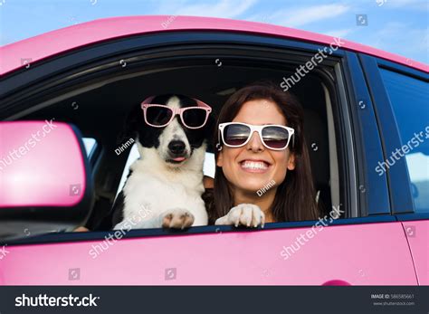 Woman Dog Pink Car On Summer Stock Photo 586585661 | Shutterstock