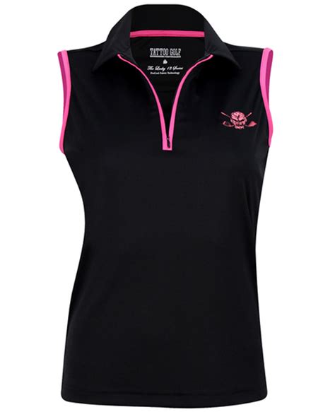 Tattoo Golf Pink Skulls Ladies Golf Sleeveless Golf Polo Shirt