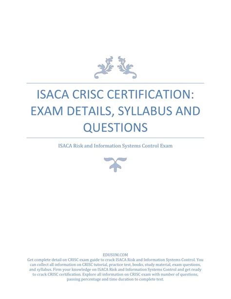 PPT - ISACA CRISC Certification: Exam Details, Syllabus and Questions PowerPoint Presentation ...