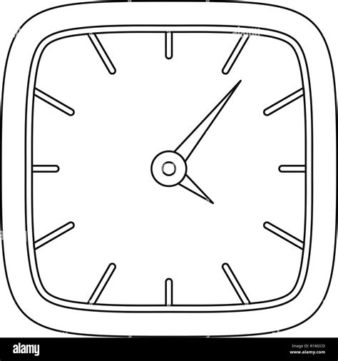 Square clock icon. Outline illustration of square clock vector icon for ...