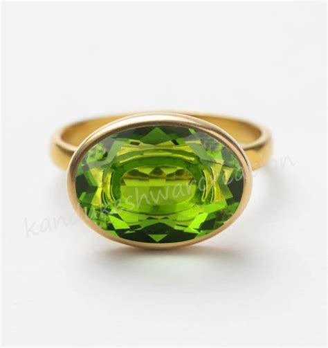 Natural Peridot Ring, Peridot Ring, Cocktail Ring, Oval Faceted Peridot Ring, 925 Sterling ...