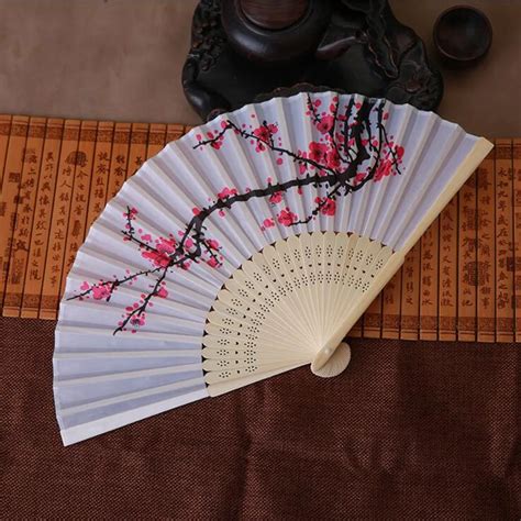 1PC Folding Hand Fan Chinese Vintage Bamboo Hand Held Flower Fan Chinese Dance Party Pocket ...