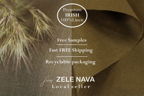 Premium Irish Linen Fabric by the Yard for Clothing / Olive Linen Fabric Beige / 100% Natural ...