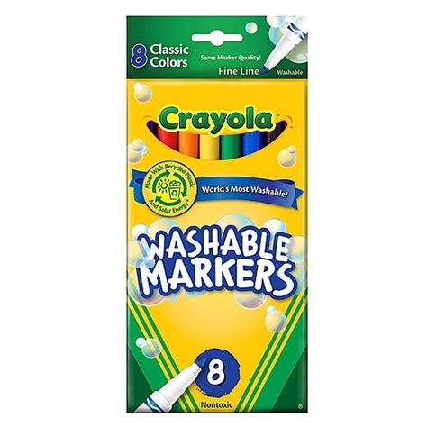 Crayola Classic Color Ultra-Clean Washable Markers fine tip pack of 8 ...