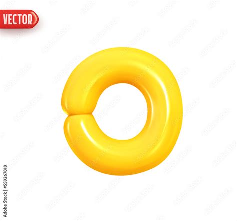 O symbol, plastic yellow latin letter O. 0 number. Realistic 3d design ...