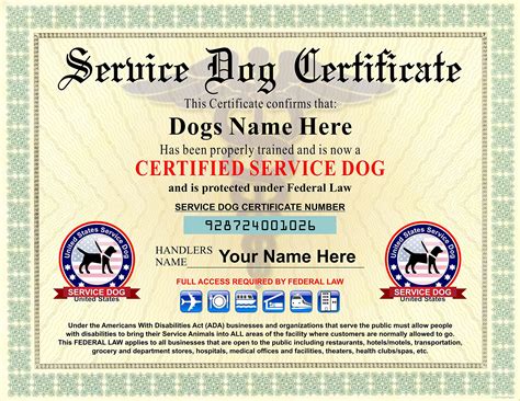 Is There A Certificate For Service Dogs