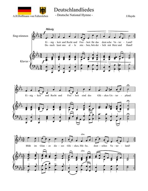 National Anthem of Germany(Deutschlandliedes) Sheet music | Download free in PDF or MIDI ...