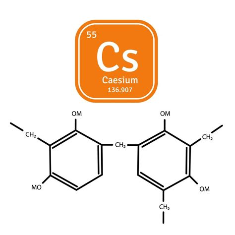 Chemical molecular model of Caesium, Cesium 137. chemical formulas ...