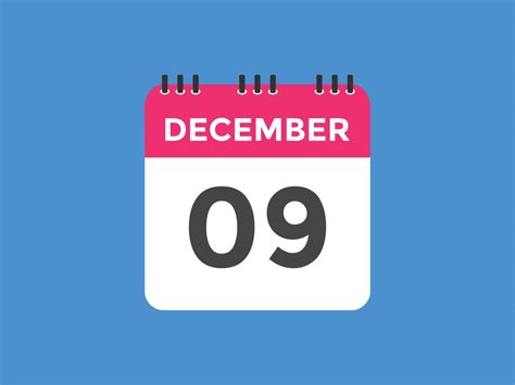 december 9 calendar reminder. 9th december daily calendar icon template. Calendar 9th december ...