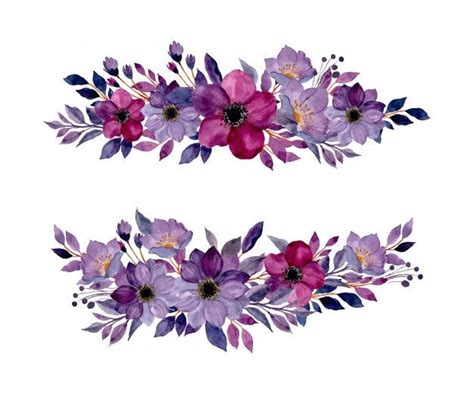 Premium Vector | Purple watercolor floral bouquet collection | Thiệp hoa, Thiệp, Đồ họa