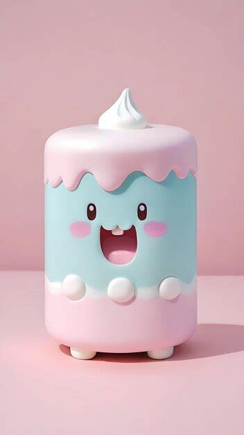 Premium Photo | Kawaii marshmallow 3d drawing cartoon character illustration