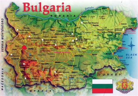 Large map of Bulgaria with relief, roads and cities | Bulgaria | Europe ...