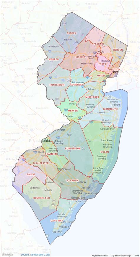 New Jersey County Map – medium image – shown on Google Maps