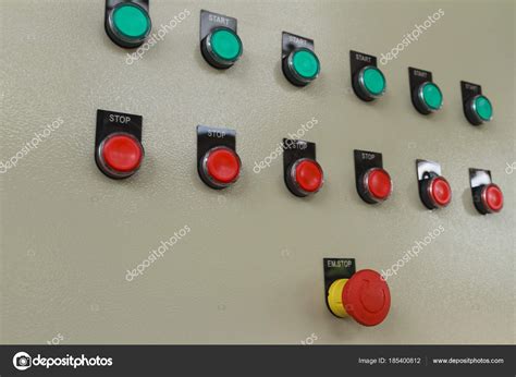 Red Emergency Stop Switch Green Start Buttons Electric Control Panel ...