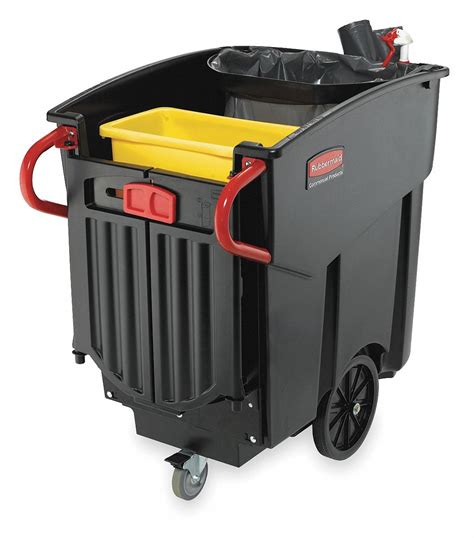 RUBBERMAID COMMERCIAL PRODUCTS Black, Janitor Cart, Overall Length 27 1 ...