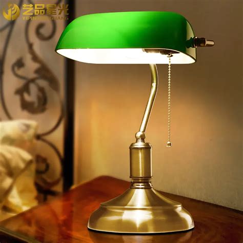 Table lamp american vintage eye lamp office desk old fashioned green ...