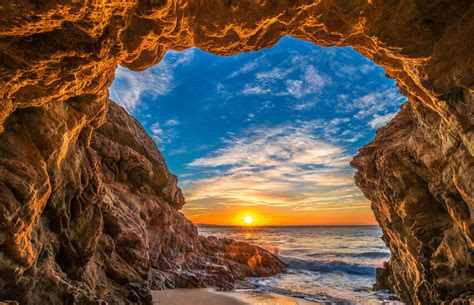 Beautiful Beach Scenery! Epic High Resolution Malibu Landscape Seascape Sunset! Malibu Sea Cave ...