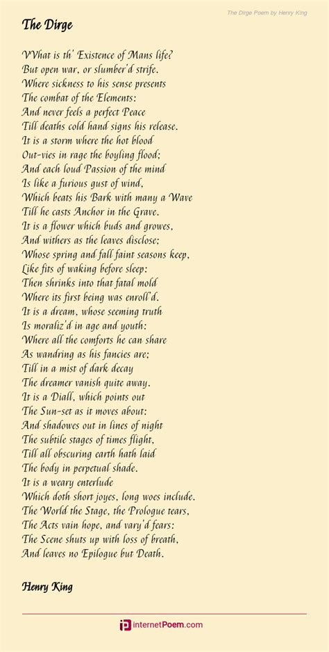 The Dirge Poem by Henry King