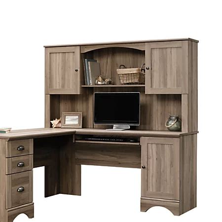 Sauder Harbor View Desk Hutch Salt Oak by Office Depot & OfficeMax