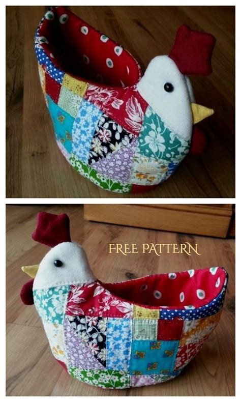 7 DIY Easter Chicken Egg Holder/Basket Free Sewing Patterns | Fabric Art DIY | Fabric sewing ...