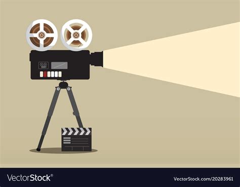 Retro movie camera on tripod with film clap Vector Image