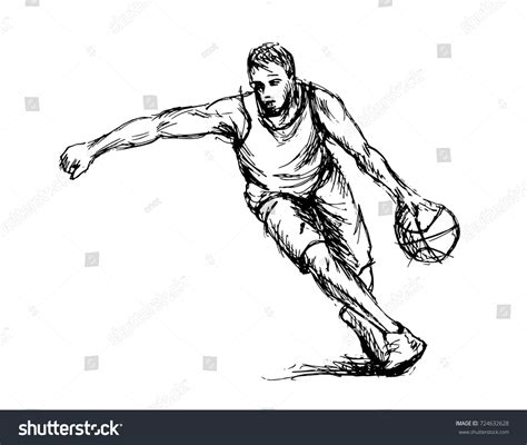 Hand Sketch Basketball Player Vector Illustration Stock Vector (Royalty ...