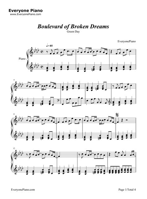 Green Day Boulevard Of Broken Dreams [Classical Version] Sheet Music Notes, Chords Download ...