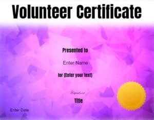 Volunteer Certificate of Appreciation | Customize Online then Print